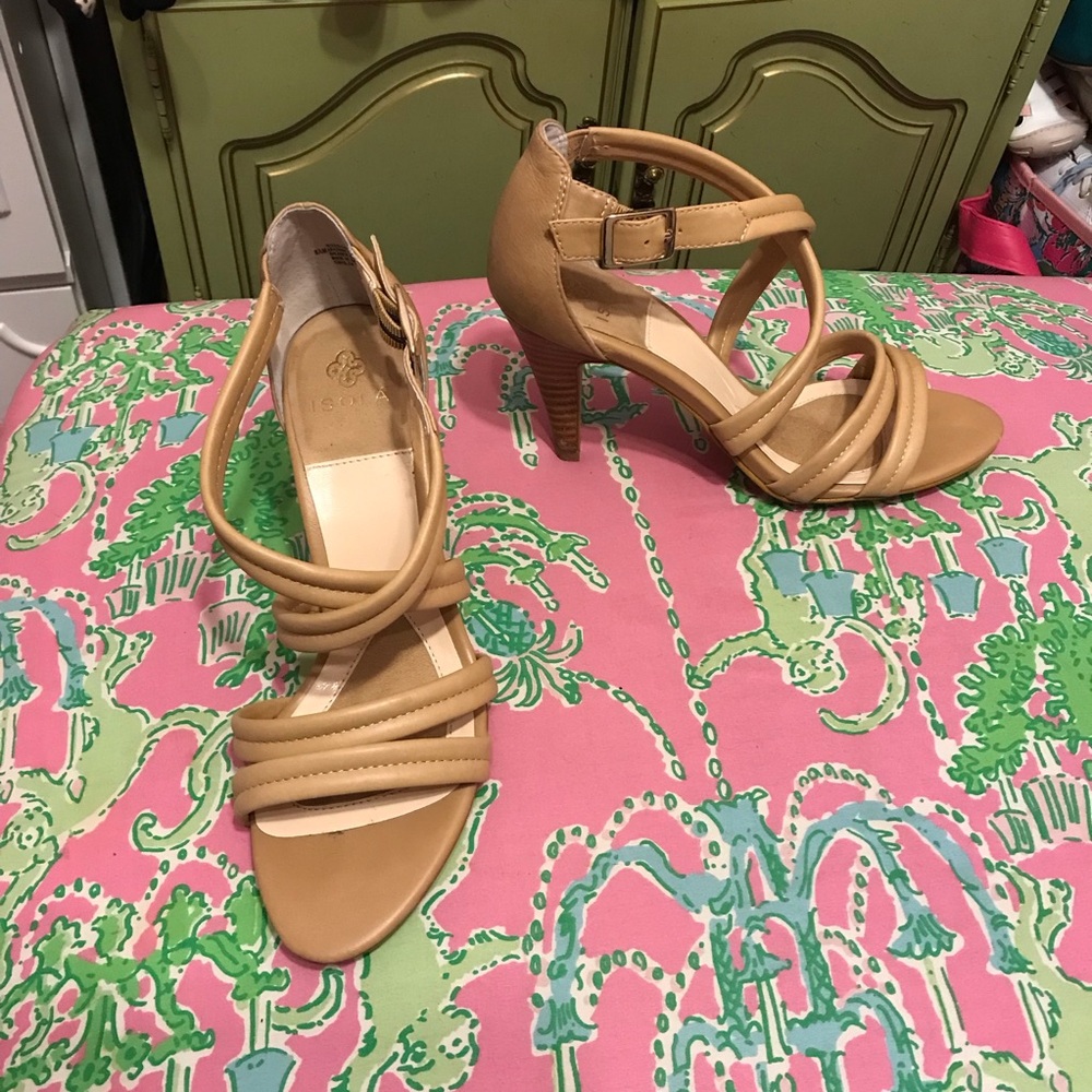 Isola | Delora Leather Heeled Sandals in Twine tan size 8.5